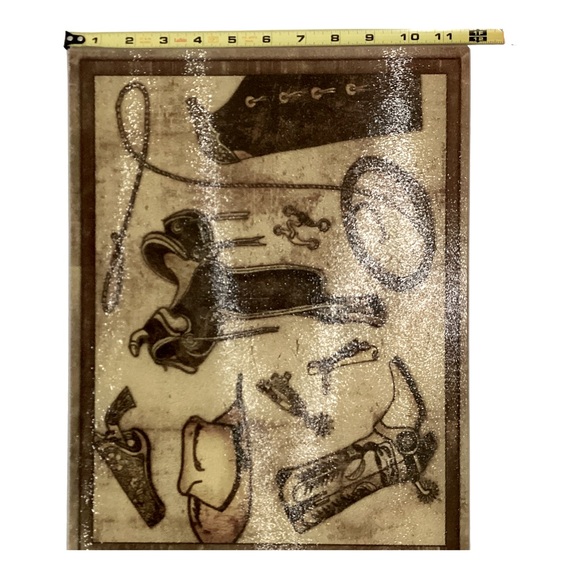 Ambesonne Countertop Art Cowboy Gear Plexiglass Cutting Board Saddle Rope Hat - Picture 9 of 10